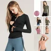 Yoga -Outfits Frauen nahtloser langes Langarm halb Zip Sweatshirts Hemden