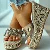 Brand Design Sandalen Kristallen Klinknagels Helder Platform Wedge Hoge Hakken Vrijetijdsslipper Sandalen Dames Zomerschoenen Dames