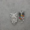 Красочные Crystal Owl Animal Clarms 20 шт. / Лот Горячие Античные Серебряные Подвески 22x47mm L1598 Ювелирные Изделия Компоненты NZSilver