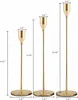 3pcs/Set Gold Candle Holders for Taper Candles Brass Candlestick Holder Wedding Dinning Party Table Decorative Candlesstick Holder 25sets With DHL/FedEx Delivery