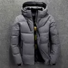 メンズホワイトアヒルダウンジャケット冬の暖かいフード付き厚いフッファジャケットコート高品質オーバーコートダウンパーカーオスのジャケット男性211110
