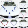 Kadınlar için Hediyeler DIY Yapay Çiçek Beyaz Düğün Araba Araba Araba Dekorasyon Kapı Tığ Kuribekleri İpek Köşe Çiçek Galand Tül Hediyeler Seti