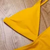 Popularny stały kolor damski puste krojone bikini kostium kąpielowy plaża One Piece Swimsuit High tali