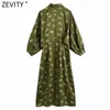 Zevity Frauen Vintage Animal Print Batwing Sleeve A-Linie Hemd Kleid Weibliche Tiger Muster Casual Slim Kimono Vestidos DS5070 210603