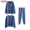 Tangada Femmes Couple Sweat-shirt Polaire 100% coton Amygreen Sweat à capuche surdimensionné Sweatshirts Plus Taille SD60 211101