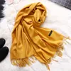 2021 Vinter halsdukar för kvinnor sjalar Varma Wraps Lady Pure Blanket Cashmere Scarf Neck Headband Hijabs Stoles Foulard