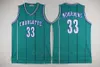 Retro Basketbal Vintage 33 Alonzo Mourning Jersey 1 Tyrone Muggsy Boges 2 Larry Johnson Team Stripe Green Purple Purple White Color All Steitched Ademende Ademend
