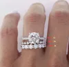 Eterno 925 prata esterlina anéis de dedo conjunto redondo simulado diamante casamento noivado anéis de pedra preciosa para jóias femininas y0723236g