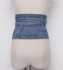 Belts Women's Runway Fashion Blue Denim Cummerbunds Female Dress Corsets Waistband Decoration Wide Belt TB1510