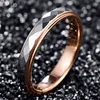 Anillo de carburo de tungsteno NUNCAD de 4mm, superficie pulida en forma de rombo, lote chapado en oro rosa, escalón lateral, boda de acero 211217