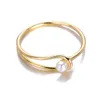 Eheringe Feine Perle Dünner Ring für Frauen Minimalistischer Basic-Stil Modeschmuck Goldfarbe Knuckle Damen Strandparty BFF