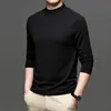 Homens camisetas 2022 outono e inverno de mangas compridas camisetas Meio-alto colar de cor sólida bottoming JKE2421