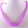 Anhänger Halsketten Handgemachte Perlen Halskette Naturstein Runde Lila Jade Für Frauen Schmuck Geschenk RE024