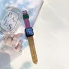 Mode Designer Strap voor Apple Horlogeband 41mm 42mm 38mm 40mm 44mm 45mm Iwatch 2 3 4 5 6 7 Se Watchband Lederen Armband Stripes Watch Band Watchbands