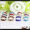 Loose Bead For European Bracelets Findings Mixed Multicolor Rhinestone Silver Plated Big Hole Crystal Zircon Beads Spacer 6Mm 8Mm 10Mm 3L12A