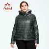 astrid秋冬女性のコート女性防風暖かいパーカーファッション薄いジャケットフード大型女性服9299 210819