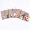 1pc Jute Bags Christmas Gift Drawstring Pouch Cotton Linen Packaging for Jewelry Candy Storage Sack Burlap b F6e8