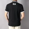 Grossist direktförsäljning klassiska kavajbroderier sport casual T-shirt 100% ren bomull lös trend herr kortärmade europeiska skjortorS-5XL