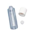 Bottiglia cosmetica in plastica trasparente con spalla piatta, coperchio a vite bianco in PET con tappo interno, contenitore per imballaggio riutilizzabile portatile vuoto, 150 ml, 200 ml, 250 ml.