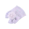 Baby Infant Bow Flower Hat Nyfödd Pearl Beanie Crochet Caps Baby Girls Winter Warm Cotton Stripe Headwear Hårtillbehör K1966511