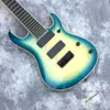 Blue Corrugated Top 8 Strings Custom Electric Guitar Black Hardware Logo Color Customizable