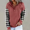 Women's Hoodies & Sweatshirts Women Plaid Sweatshirt 2021 Winter Drawstring Cotton Hooded Casual Loose Pullover Oversize Jacket