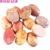 Wojiaer Natural Picasso Jasper Agate Gemstone Oval Beads Cabochon No Hole for Women Orrings Jewelry Associory BU801