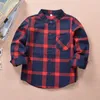 Neue Herbst Kinder Jungen Shirts Mode Plaid Mandarin Kragen Lange Ärmel Shirts Für 2-12 Jahre Alte Kinder Tragen kleidung 210306