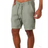 Plaj Şort erkek Yaz Keten Rahat Tek Pantolon Saf Renk Dantel-up Hızlı Kuruyan Şort Basketbol Şort X0705