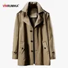 Stor storlek M-8XL vårhöstens England Style Mode Casual Brand Cotton Trench Jacket Man Winter Fleece Windbreaker Coats 210819