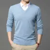 High Quality Fashion Brand Woolen Knit Pullover V Neck Sweater Black For Men Autum Winter Casual Jumper Men Clothes 211102