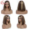 شقراء تسليط الضوء على Bob Wigs الشعر البشري 150 ٪ ريمي مسبقا البرازيلي p4 27 Ombre Lace Closure wig 4x1 t جزء قصير بوب البشرية البشرية 294W