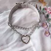 Nxy Sm Bondage Gothic Heart-shaped Neck Chain Choker Harajuku Bdsm Sexy Leash Ring Steel Slave Games for Lover Role Play 1216