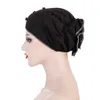 통기성 여름 무슬림 터번 Bonnet for flower beading flower headwrap 레이스 내부 hijab 모자 스트레치 이슬람 undescarf 캡