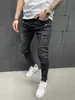 Ny stil herr personlighet Ripped jeans manlig koreansk stil trendig mode färg dot splash bläck design smal print denim byxor x0621