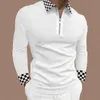 Mens Polo Shirt T-shirt Designer Kläder Vår höst Europa Storlek Solid tröja Mode Långärmad Pläd Polos Zipper Stripe Top Kläder