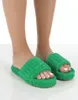 2022 verde inverno nuove donne di marca pantofola moda pelliccia diapositive di alta qualità morbida suola comfort open toe casa infradito