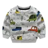 Barn pojkar hoodies mode våren hösten o-neck långärmad full tryck buss pullover casual sweatshirts för 2-10 år 210529