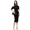女性のための黒いドレスのための夏からの夏のフリルノースリーブハングポリエステルレディースセクシーな正式パーティードレス210602