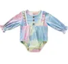 Lilla småbarnsflickor Spring Outfit Mjukt bomull Stickad långärmad Ruffles Top och Byxor 2st Kläder Set + Headband 210529
