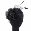 Pluma flor turbantes nupcial elegante fiesta boda Headwrap Bonnet Ready to Wear Hijab Cap Lady accesorios para el cabello