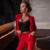 High Quality Women'S Summer Style Sexy Red Black Pink Long Sleeve Two-Piece Suit Celebrity Designer Fashion Set 210525