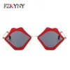 Óculos de sol fzkyny feminino adorável lábios forma senhoras elegante marca designer personalidade sexo vermelho óculos de sol revestimento espelho eyewear192a