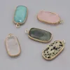 Breloques rectangulaires en pierre naturelle de guérison Reiki, Quartz Rose, pendentif en cristal blanc, collier à faire soi-même pour femmes, bijoux à la mode, 15x30mm