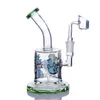 6.6 inch Height Blue Green Dark Green Blue Colorful Sticker Glass Water Bong Dab Rigs Bubbler 14.4 mm Banger In Stock