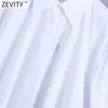 Zevity Women Fashion Turn Down Collar Single Breasted White Shirt Dress Office Ladies Casual Loose Business Vestido DS5043 210603