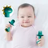 Baby Learning Cucchiaio Forchetta Set Manico corto Utensili in silicone morbido facile Massaggiagengive Giocattolo Posate per l'alimentazione Stoviglie di dinosauro