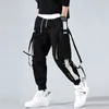 Kvinnor Gotiska Harajuku Black Cargo Byxor Kedja Bredt Ben Goth Hippie Streetwear Vit Byxor Lös kvinnlig Baggy Fashion 211115