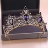 KMvexo 2019 Ny barock lila kristall Tiara Crown Bridal Hair Tillbehör Brudar Tiaras Bröllop Headpiece Princess Queen Diadem H0827