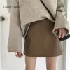 Skirts Cherry Chesse Vintage Women PU Skirt Zipper Empire A Line Mini Female Autumn Winter